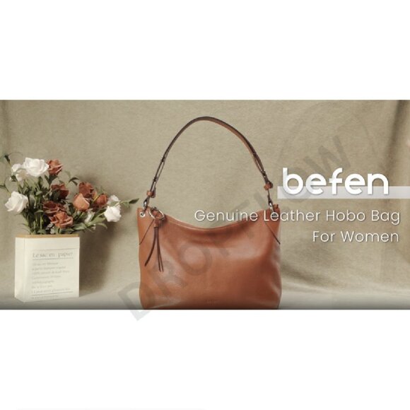 Genuine Leather Hobo Bag Crossbody Shoulder Purse Chic Minimal Elegant - Picture 8 of 8